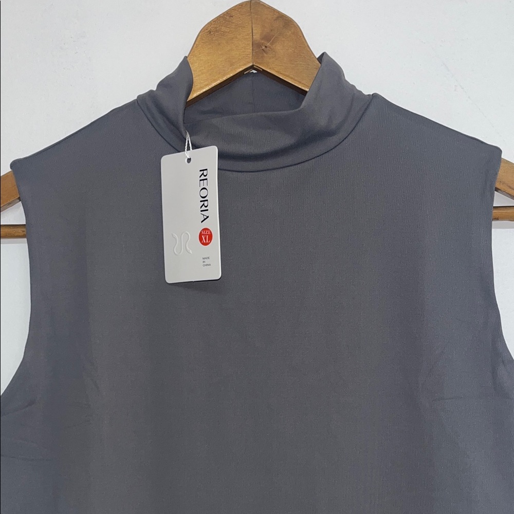 ReoRia XL Women’s Charcoal Sleeveless Bodysuit #bodycon #scuba #soft - Picture 3 of 7